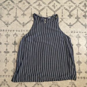 Navy and white striped racer back blouse from Target. Super cute on!